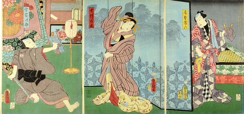 Toyokuni III “Kabuki scene from Hananotsuki utou hitofushi”／