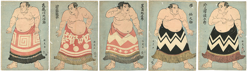 Kunitora “Sumo Wrestler : set of 5”／