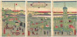 Kunitsuru/View of Kanagawa Prefecture : The Active Honcho Street in Yokohama with the Tower Clock[横浜繁栄本町通時計台神奈川県全図]