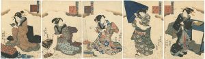 Kunisada/Currently Parodies of Seven Komachi : set of 5[当世見立七小町]