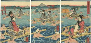 Yoshikazu/Crossing Oi River[東海道大井川の図]