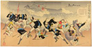 Toshimitsu/Sino-Japanese War : Japanese Army Bringing About the Fall of Pyongyan[我軍平壌ヲ陥ル之図]