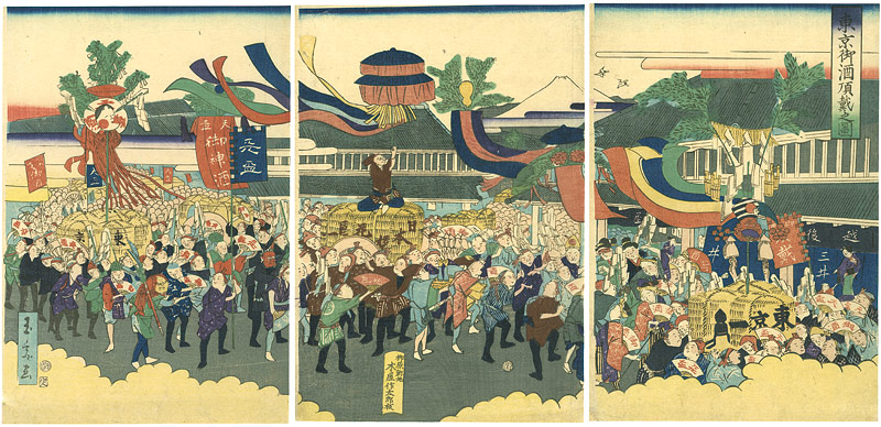 Gyokusai “The View of Emperor Meiji Distributing Sake Instead of a Greeting to Tokyo Citizens”／