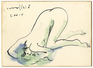 古沢岩美｢自筆画色紙　裸婦図｣