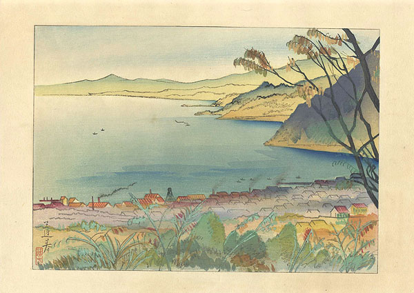 Yamaguchi Hoshun “Yamato Prints - Eight Scenic Views of Japan / Beppu Hot Spring”／