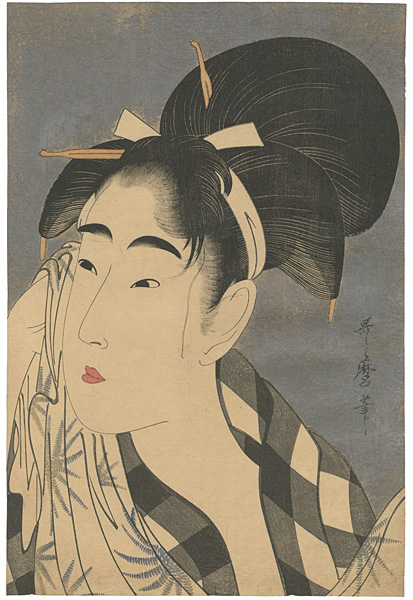 Utamaro “The Face of Oshun, Wife of Denbei【Reproduction】”／