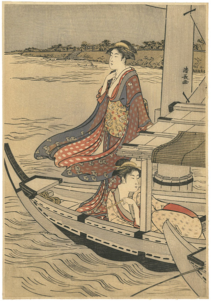 Kiyonaga “A Boating Party under Azuma Bridge (left)【Reproduction】”／