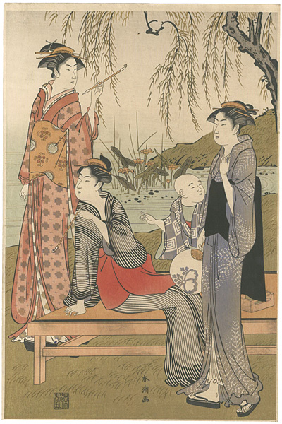 Shuncho “Women Relaxing under a Willow Tree【Reproduction】”／