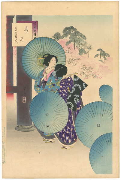 Toshikata “36 Elegant Selections - Cherry Blossoms / Women of the Bunsei Era	”／