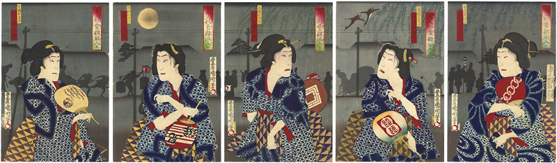 Kunichika “5 Kabuki Acotrs in Female-role”／