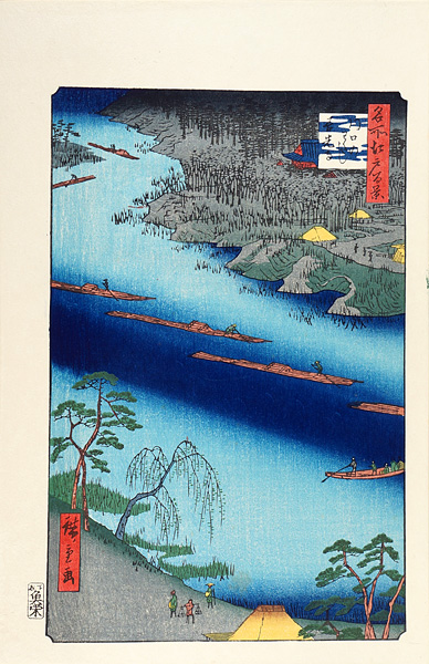 Hiroshige I “100 Famous Views of Edo  / Kawaguchi Ferry,Zenko-ji 【Reproduction】”／