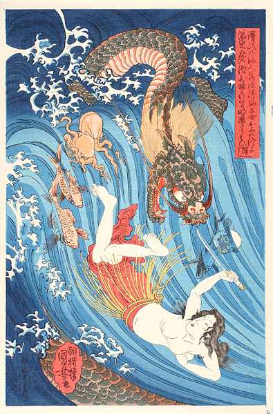 Kuniyoshi “A Woman Diver and The Dragon 【Reproduction】”／