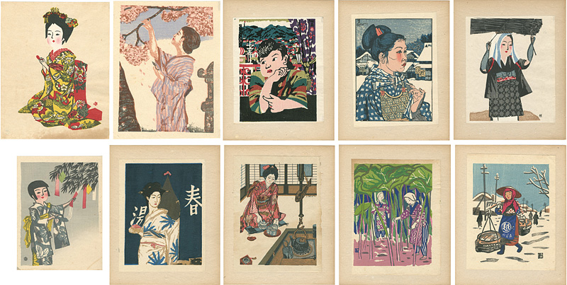 Onchi Koshiro, Saito Kiyoshi, Sekino Junichiro, Maekawa Senpan, Kawanishi Hide “A Selection of Woman's Customs in Japan”／