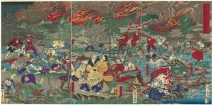 Kyosai/The Battle of Ueno[明治元戊辰年五月十五日　東台戦争落去之図]