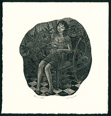 Wakuta Toshiyuki “Ex Libris / Girl on Chair IV”／