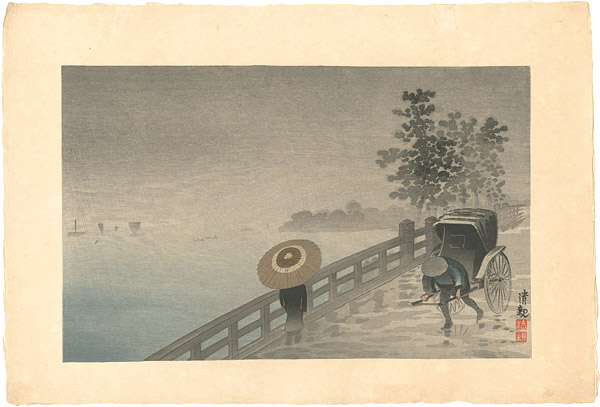 Kiyochika “Rain on Tsukimi Bridge in Tsukishima ”／