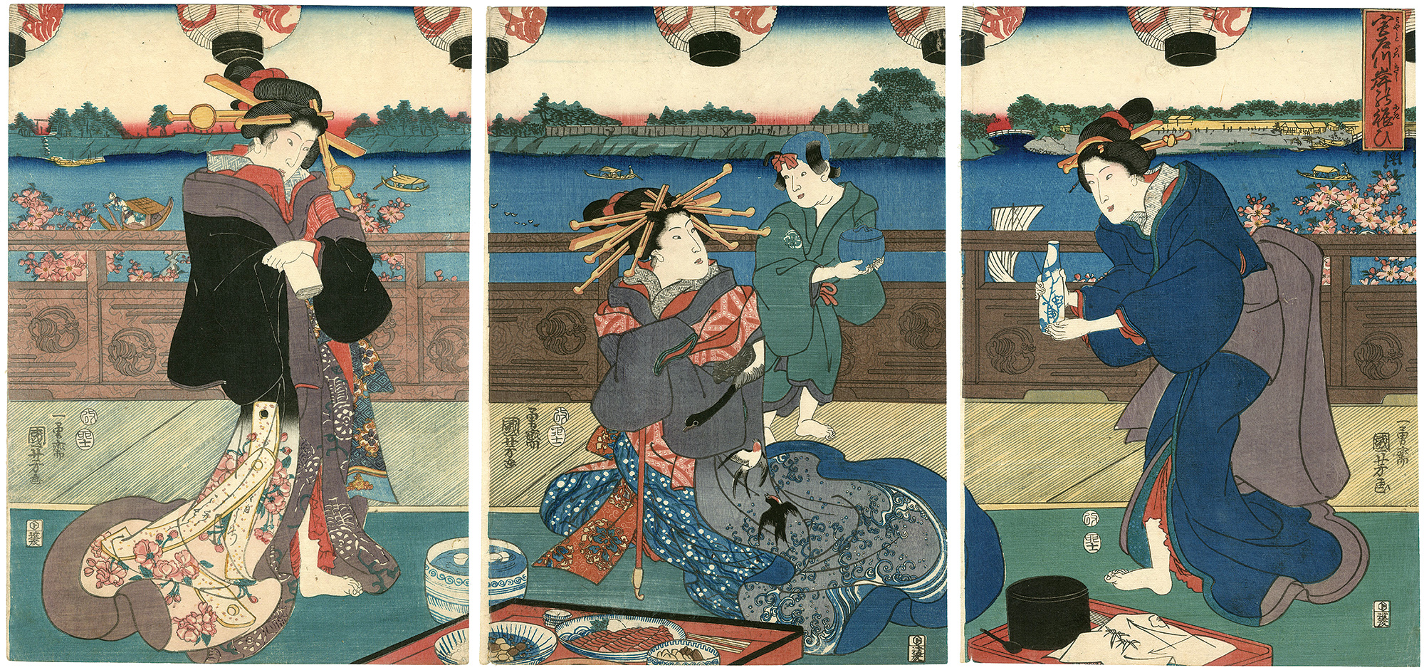 Kuniyoshi “Festivities on the Bank of the Miyato River ”／
