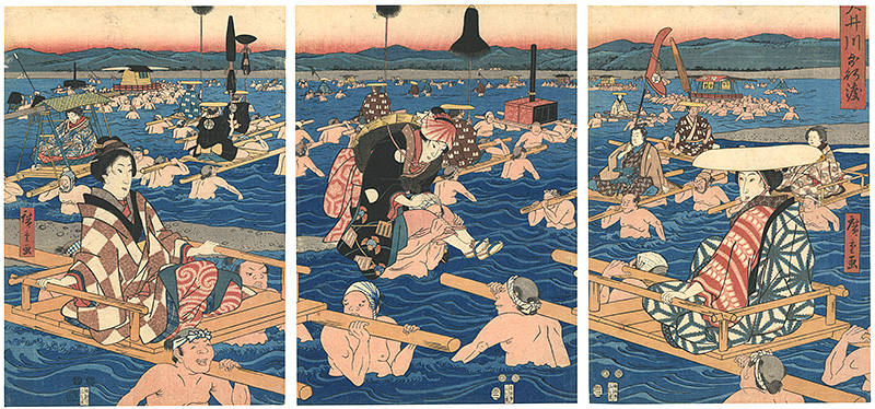 Hiroshige I “Fording the Oi River”／