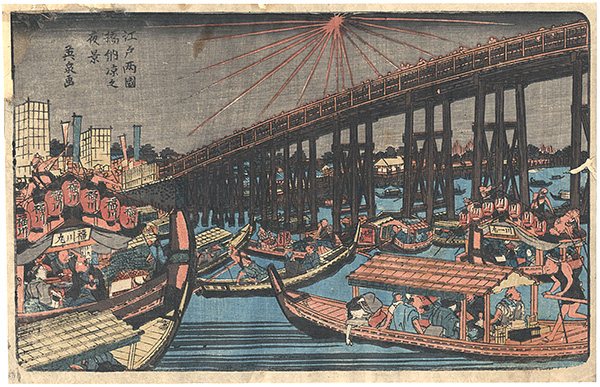 Eisen “View of an Evening Cooling Off at the Ryogoku Bridge, Edo”／