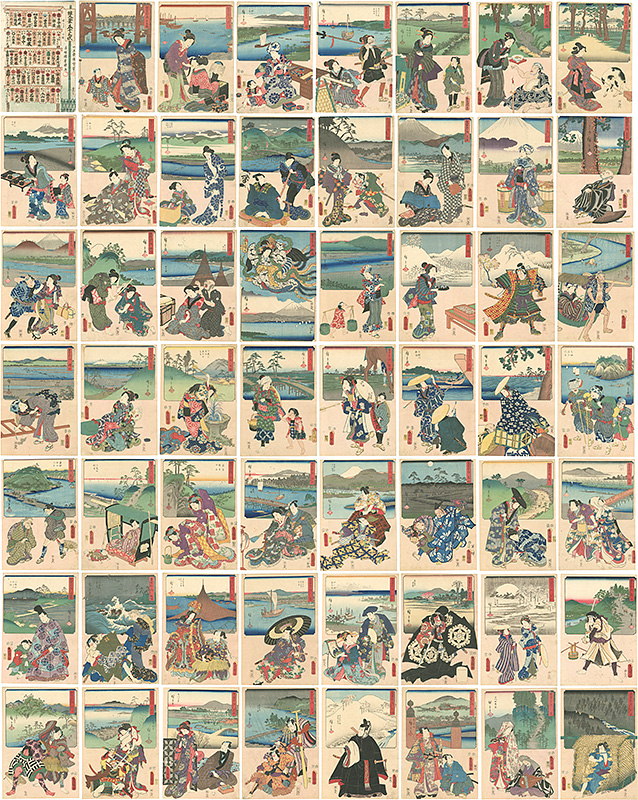 Toyokuni III / Hiroshige I “53 Stations by Two Brushes”／