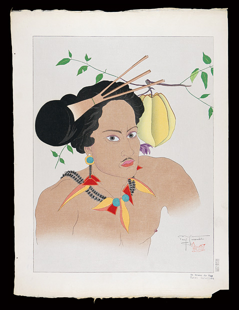 Paul Jacoulet “A Yap Man, West Carolines (from the Fruit Series)”／