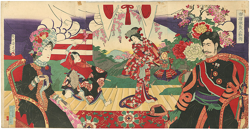 Chikanobu “Royal Guests Viewing a Kabuki Performance ”／