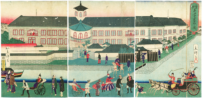 Hiroshige II “The Navy Dormitory in Tsukiji”／