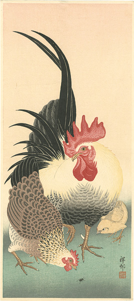 Ohara Koson(Shoson) “Rooster and Hen”／