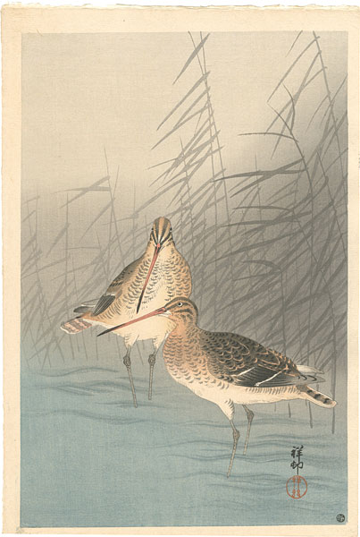 Ohara Koson(Shoson) “Snipe and Reeds in a Stream”／