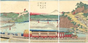 Kuniteru II/Illustration of Steam Locomotive at Kanagawa[神奈川蒸気車鉄道之全図]