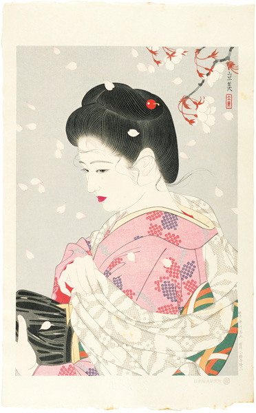 Shimura Tatsumi “5 Figures of Modern Beauties / Cherry Blossoms Blizzard”／