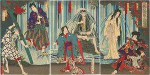Kunichika/Kabuki Actors Print : Hana no Kaosugata no Takitsubo[花の顔姿の瀧壺]