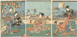 Kunisada II/The Five Festivals Represented / Tanabata Festival[色紫五節句　初秋野風七夕まつり]