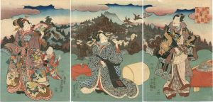 Toyokuni III/Genji Clouds in the Peaks of Mt.Kurama[げんじ雲鞍馬がたけ]
