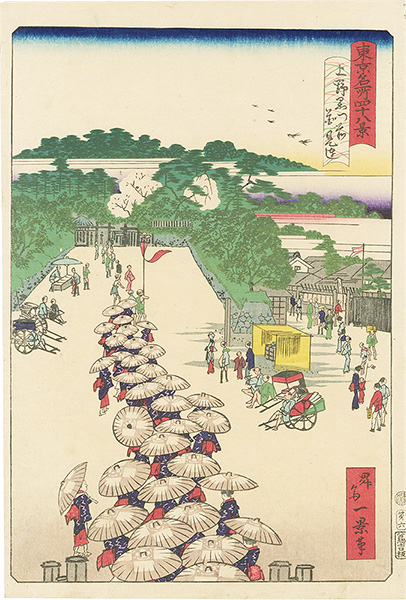 Ikkei “Forty-eight Famous places of Tokyo/ Cherry Blossom Viewers in front of Kuromon, Ueno”／