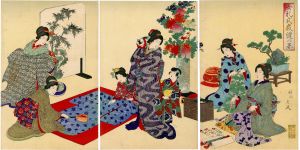 Chikanobu/Manners and Ceremonies for Women: Sewing [女礼式裁縫の図]