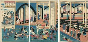 Yoshikazu/Foreigner's Entertaiment(Playing) at Gankiro in Yokoham[横浜港崎廓岩亀楼異人遊興之図]