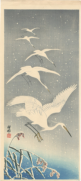 Ohara Koson(Shoson) “Egret in snow(tentative title)”／