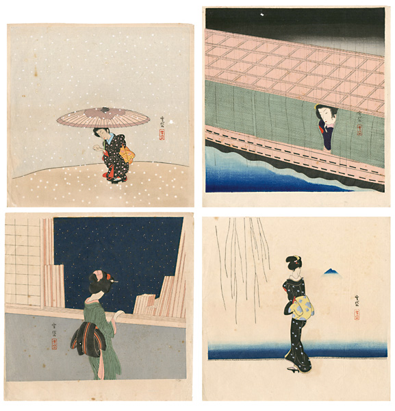 Komura Settai “Snow Rabbit, Night Rain, Starry Night & Tsukuba”／