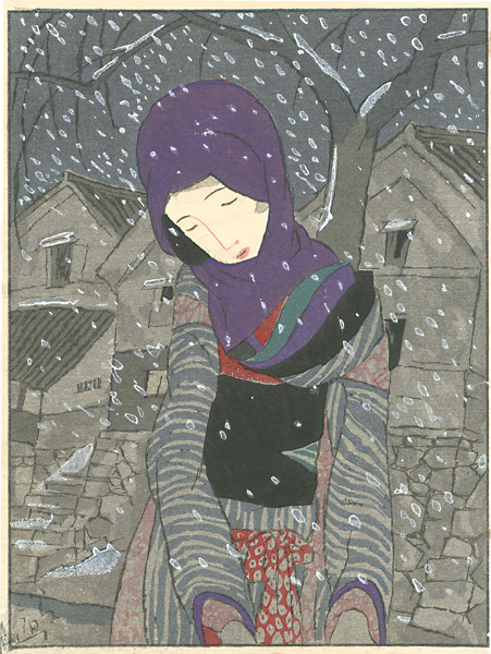 Takehisa Yumeji “A Legend at Night in Snow (the frontispiece in Fujin Graph)”／