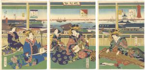 Yoshitora, Hiroshige III/Sankyoku Trio (Shamisen, Koto and Kokyu) of the Noted Courtesans[名妓三曲合]