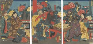 Kuniyoshi/Popular Romance of the Three Kingdoms / Hua Tuo Scrapes Guan Yu's Bone to Treat the Wound[通俗三国志之内　華陀骨刮関羽箭療治図]