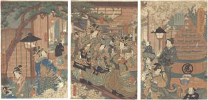 Kunisada II/The New Yoshiwara in Temporary Quarters / Prosperity of Owariya Hikosaburo[新よし原仮宅　尾張屋彦太郎繁栄図]