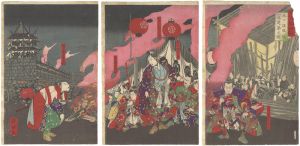 Toshiki/The Toyotomi Chronicles / Kinoshita Builds Sunomata Castle Overnight[豊臣勲功記　木下須股城ヲ一夜ニ建築之図]