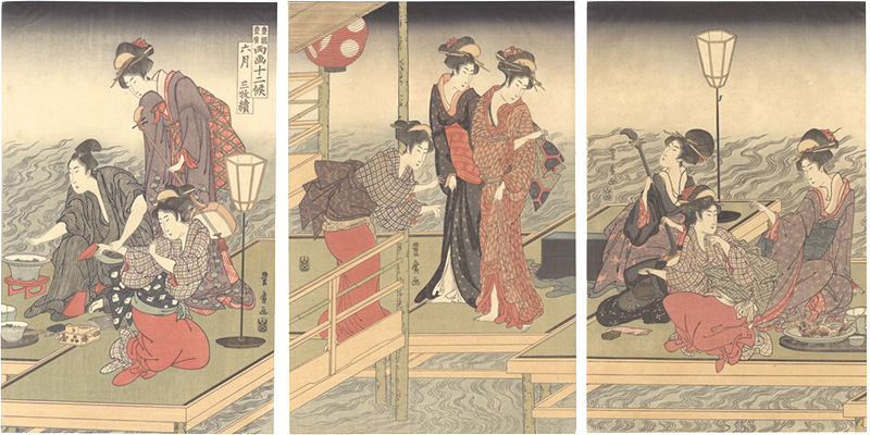 Toyohiro “Twelve Months by Two Artists, Toyokuni and Toyohiro / The Sixth Month, a Triptych【Reproduction】”／