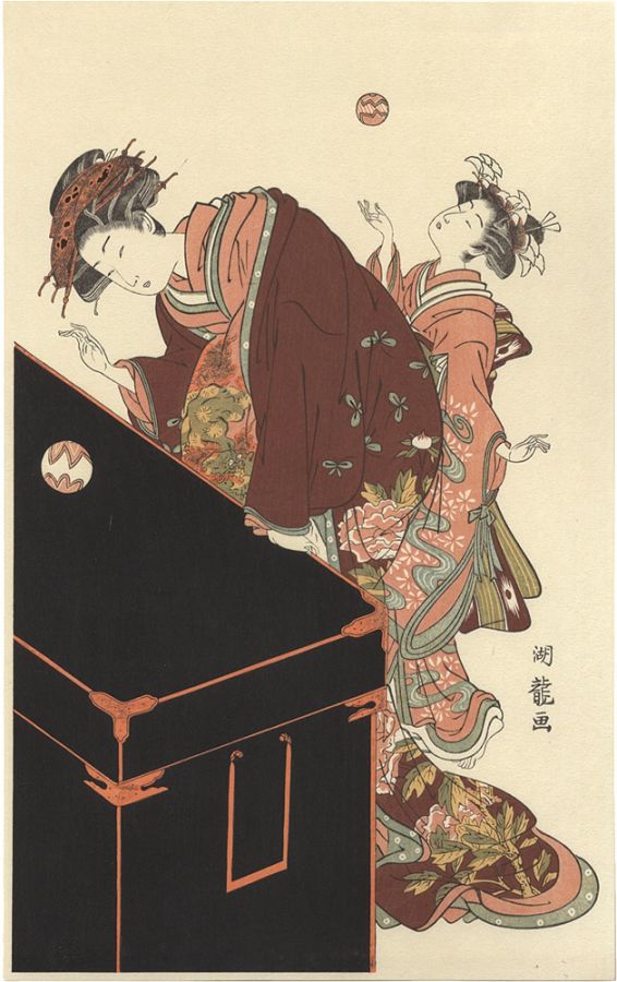 Koryusai “Courtesan and Her Attendant Playing with the Temari Balls【Reproduction】”／