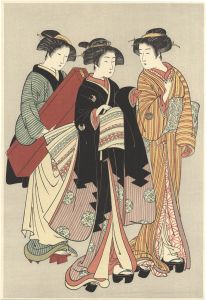 Shigemasa/Geisha and Their Attendant【Reproduction】[二人芸者と箱持ち【復刻版】]