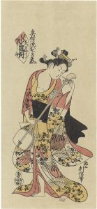 Toshinobu/Triptych of Women with Plunging Neckline / Summer Dress (Right) 【Reproduction】[奥村一流おどり子風　むねあけ三幅対 なつもよう【復刻版】]