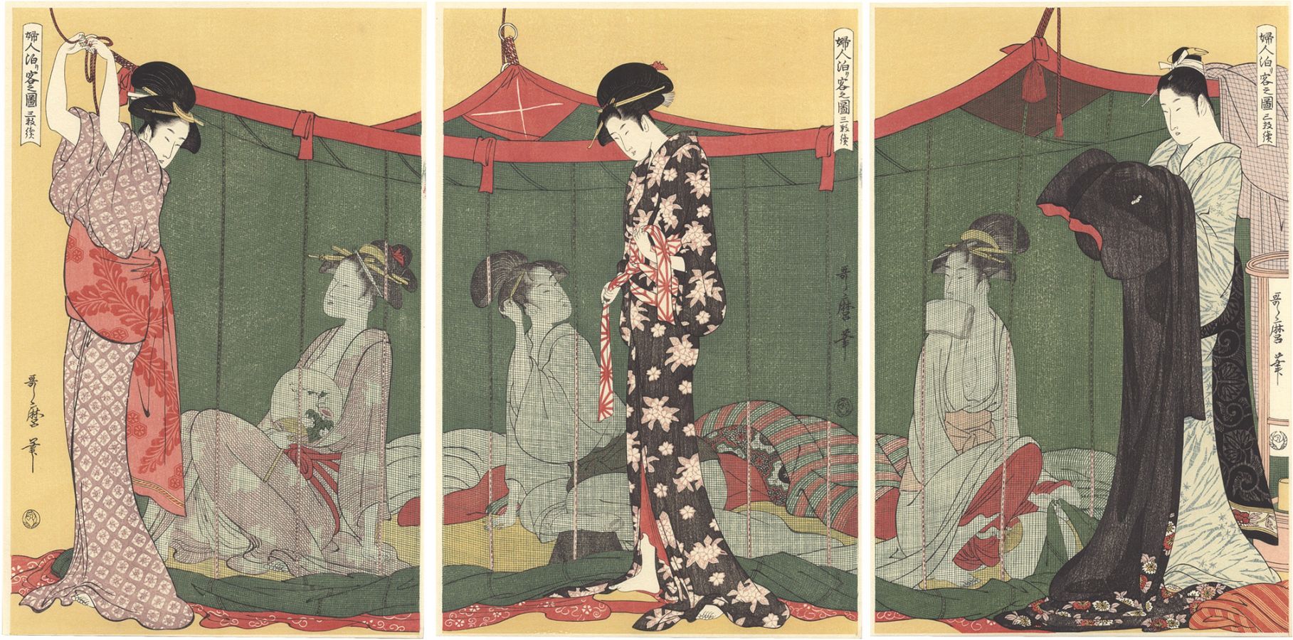 Utamaro “Woman Lodgers under the Mosquito Net【Reproduction】 ”／