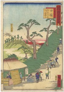 Hiroshige III/The Travel Journal of the Revised Fifty-three Stations of Famous Places in Tokai / No. 28: Nissaka[東海名所改正道中記 廿八　日坂 小夜の中山]